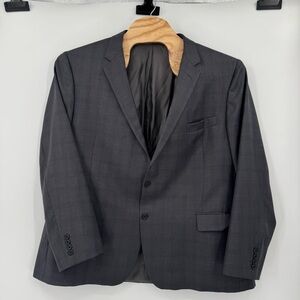 Hickey Freeman Men's 52 Regular 100% Wool Gray Plaid Suit Jacket‎